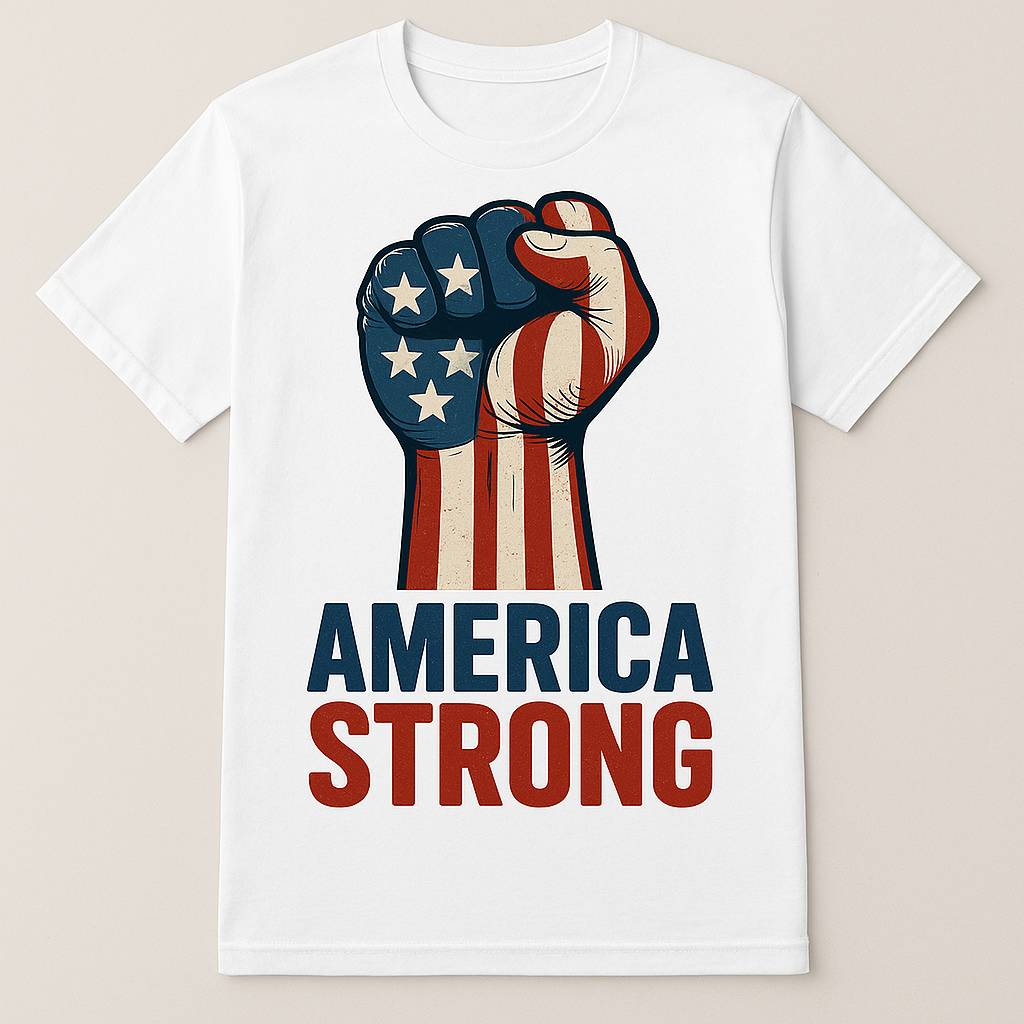 America Strong T-Shirt with patriotic fist design