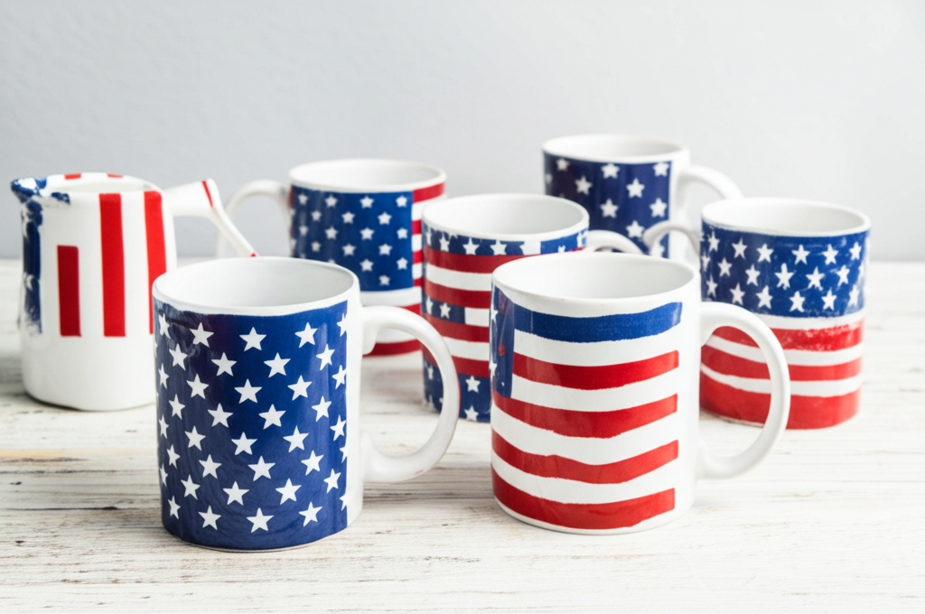 Patriotic American flag coffee mugs